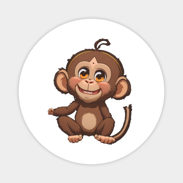 cute monkey ilustrator Magnet by Ardins